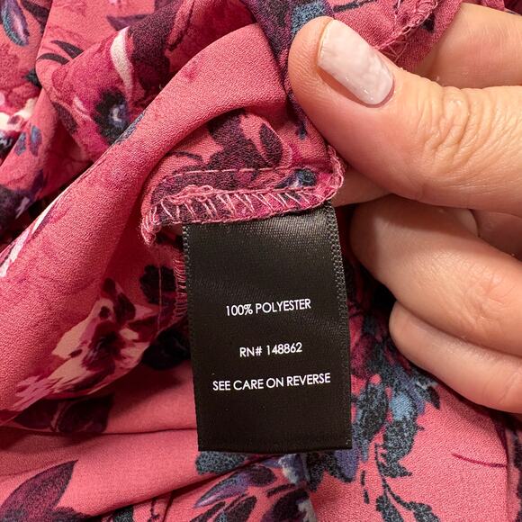 Torrid Size 5X Top Blouse Pink Floral Peasant Georgette Career Bloomcore - Picture 6 of 12